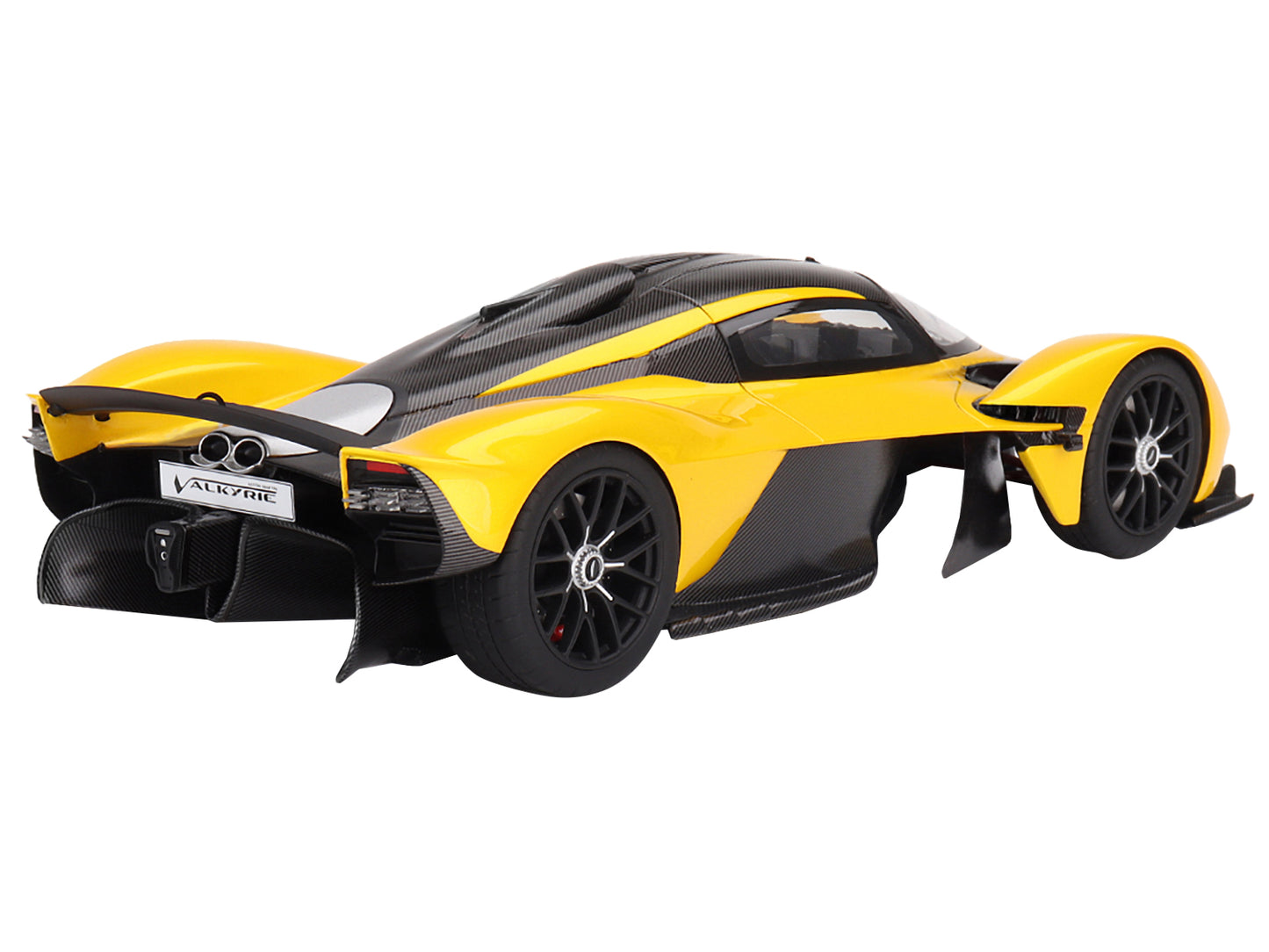 Aston Martin Valkyrie Cosmopolitan Yellow Metallic and Carbon 1/18 Model Car by Top Speed-DiecastModeler.com