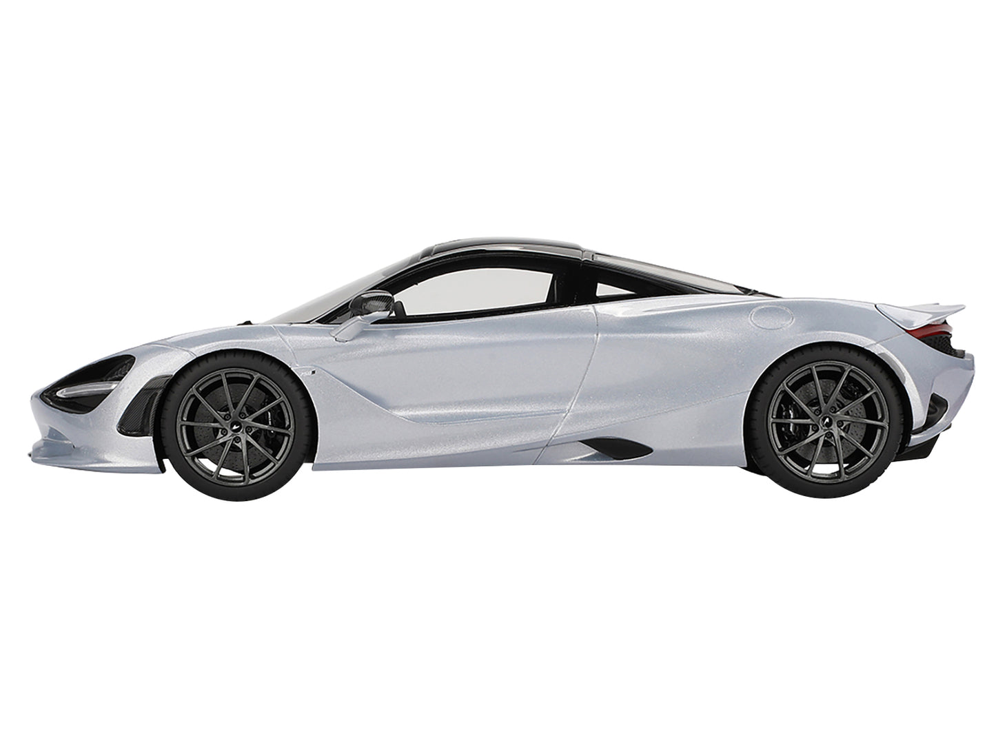 McLaren 750S Ice Silver Metallic with Black Top 1/18 Model Car by Top Speed