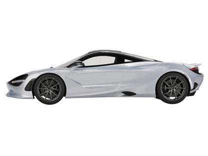 McLaren 750S Ice Silver Metallic with Black Top 1/18 Model Car by Top Speed