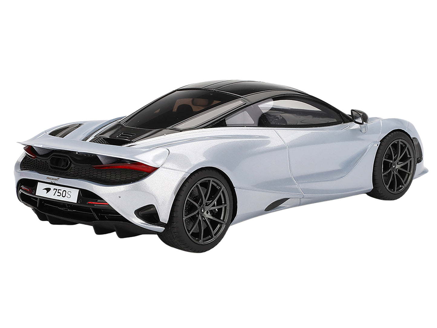McLaren 750S Ice Silver Metallic with Black Top 1/18 Model Car by Top Speed