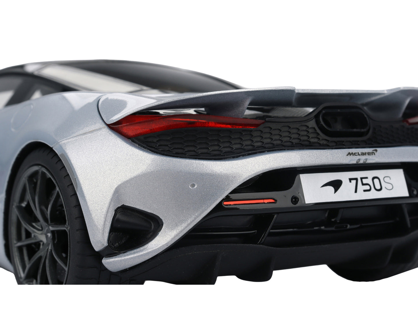McLaren 750S Ice Silver Metallic with Black Top 1/18 Model Car by Top Speed