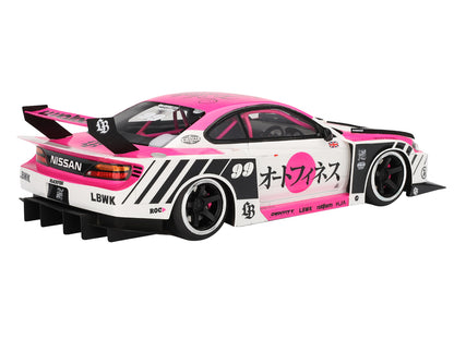 Nissan "LB-Super Silhouette" S15 SILVIA RHD (Right Hand Drive) #99 "Auto Finesse - SEMA 2023" White and Pink 1/18 Model Car by Top Speed