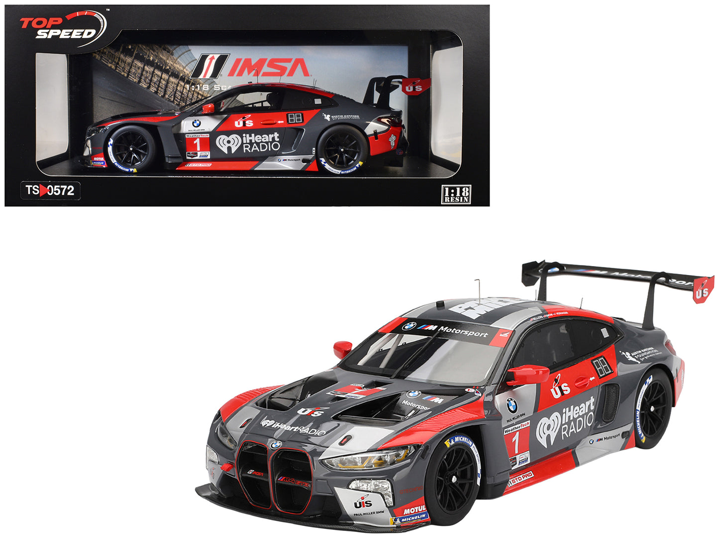 BMW M4 GT3 #1 Bryan Sellers - Madison Snow - Neil Verhagen "Paul Miller Racing" "12 Hours of Sebring" (2024) 1/18 Model Car by Top Speed-DiecastModeler.com