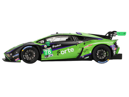 Lamborghini Huracan GT3 EVO2 #78 Devlin DeFrancesco - Misha Goikhberg - Sandy Mitchell - Loris Spinelli "Forte Racing" IMSA "24 Hours of Daytona" (2024) 1/18 Model Car by Top Speed