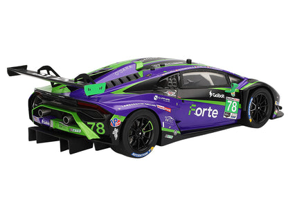 Lamborghini Huracan GT3 EVO2 #78 Devlin DeFrancesco - Misha Goikhberg - Sandy Mitchell - Loris Spinelli "Forte Racing" IMSA "24 Hours of Daytona" (2024) 1/18 Model Car by Top Speed