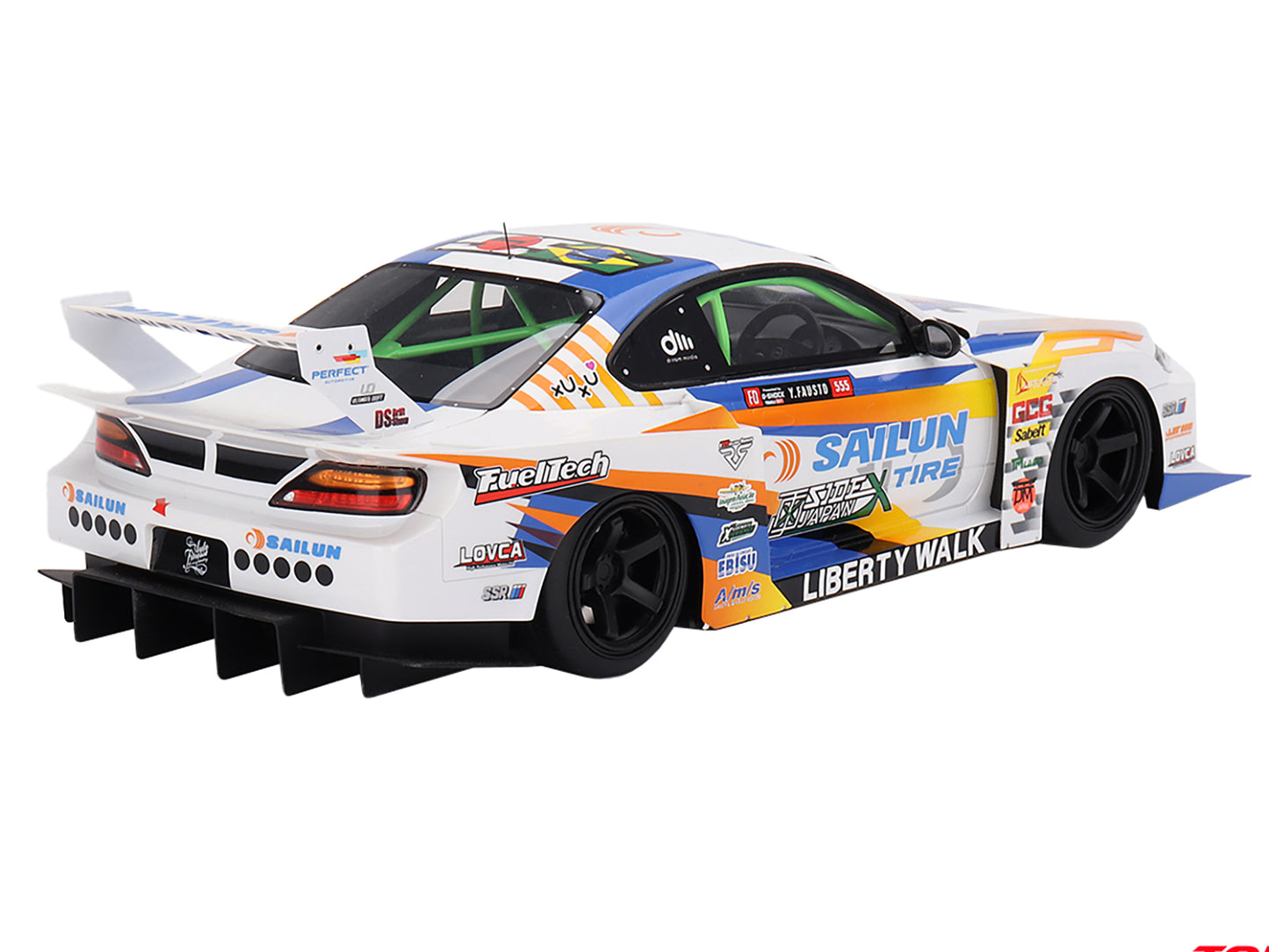 Nissan LB-Super Silhouette S15 SILVIA #555 Yukio Fausto "Formula Drift Japan" (2023) 1/18 Model Car by Top Speed