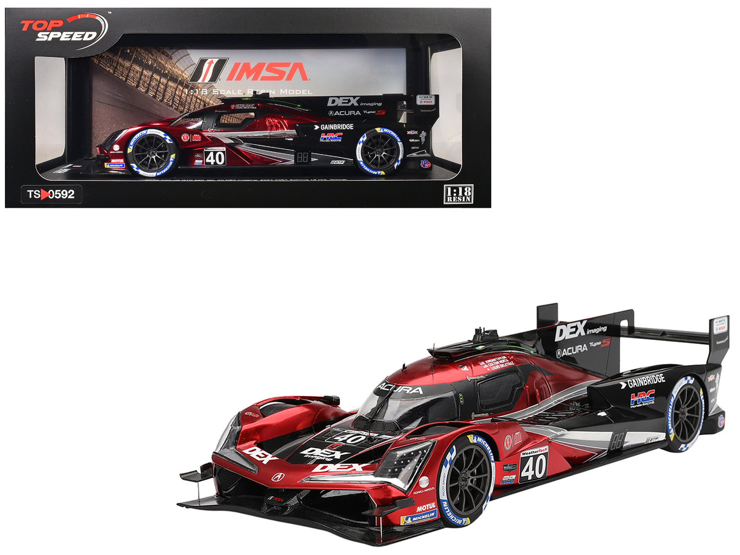Acura ARX-06 GTP #40 Louis Deletraz - Colton Herta - Jordan Taylor "Wayne Taylor Racing with Andretti" Winner "12 Hours of Sebring" (2024) 1/18 Model Car by Top Speed-DiecastModeler.com