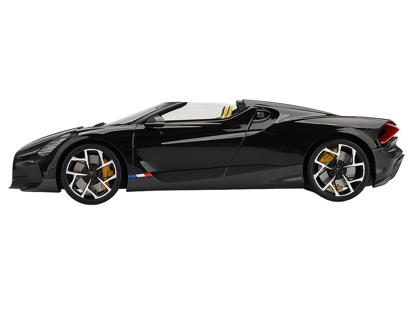 Bugatti W16 Mistral Black with Yellow Interior 1/18 Model Car by Top Speed-DiecastModeler.com