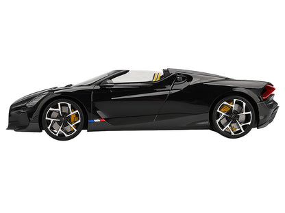 Bugatti W16 Mistral Black with Yellow Interior 1/18 Model Car by Top Speed-DiecastModeler.com