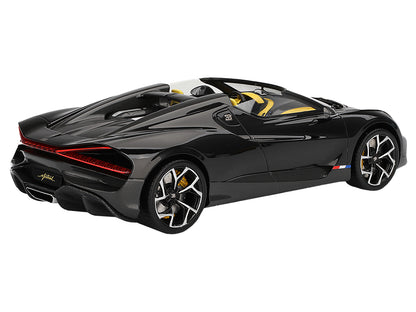 Bugatti W16 Mistral Black with Yellow Interior 1/18 Model Car by Top Speed-DiecastModeler.com