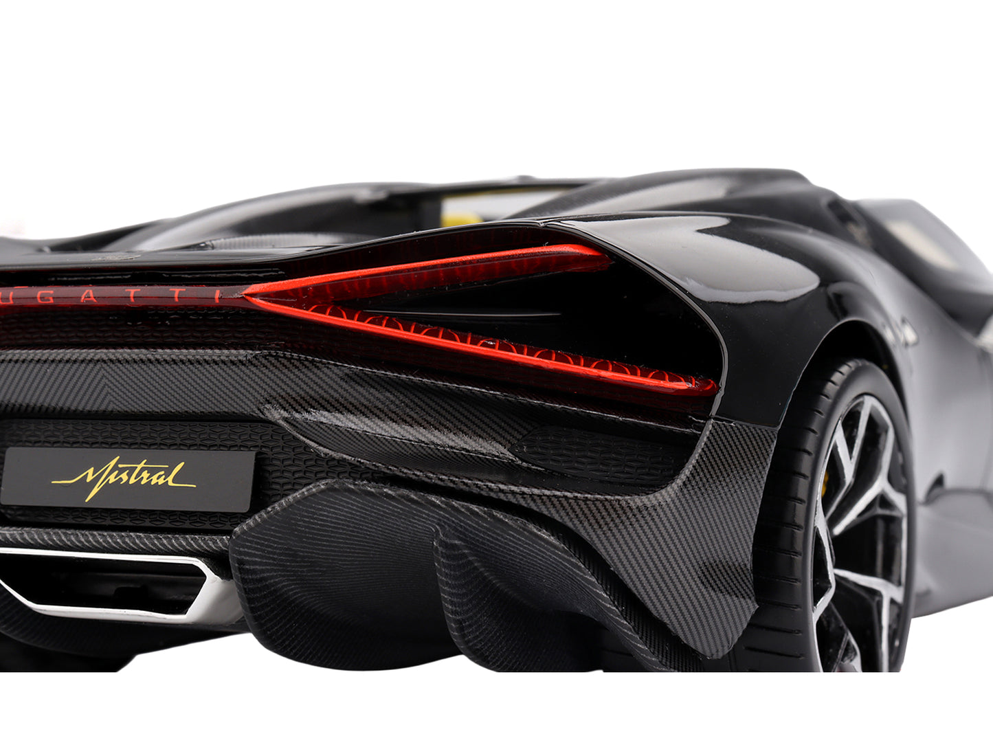 Bugatti W16 Mistral Black with Yellow Interior 1/18 Model Car by Top Speed-DiecastModeler.com