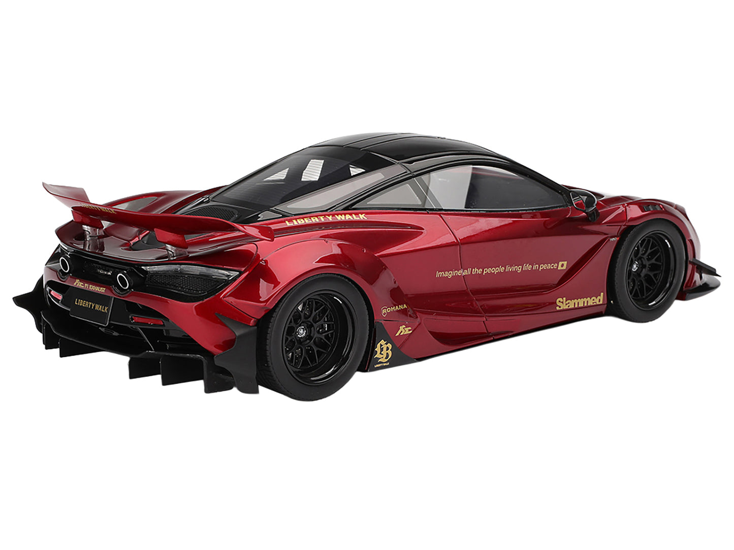 McLaren 720S "LB-Works" Gem Red Metallic with Black Top 1/18 Model Car by Top Speed