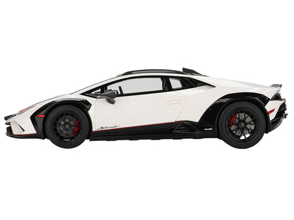 Lamborghini Huracan Sterrato Bianco Asopo White with Matt Black Top and Red Stripes 1/18 Model Car by Top Speed