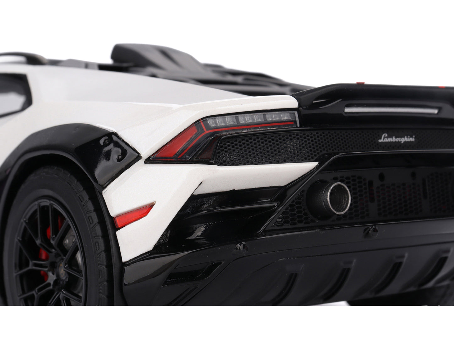 Lamborghini Huracan Sterrato Bianco Asopo White with Matt Black Top and Red Stripes 1/18 Model Car by Top Speed