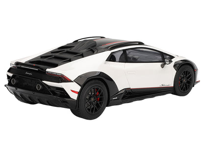 Lamborghini Huracan Sterrato Bianco Asopo White with Matt Black Top and Red Stripes 1/18 Model Car by Top Speed
