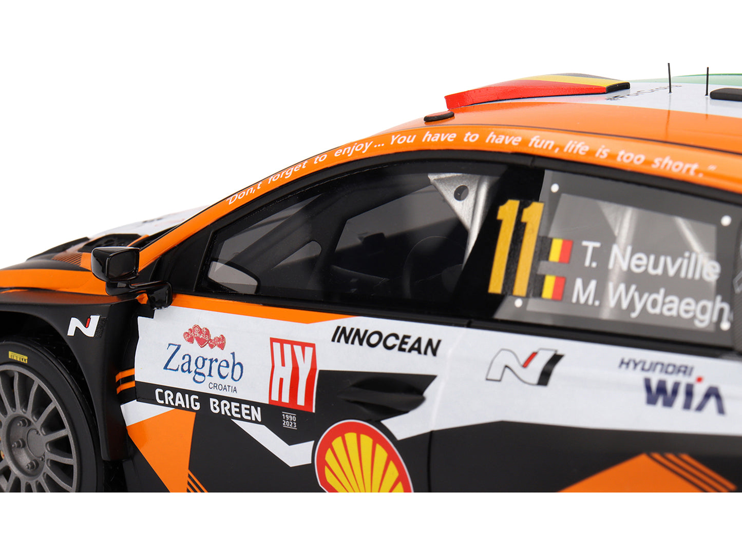 Hyundai i20 N Rally1 Hybrid #11 Thierry Neuville - Martijn Wydaeghe "Hyundai Shell Mobis WRT"  Winner "Rally Croatia Power Stage" (2023) 1/18 Model Car by Top Speed