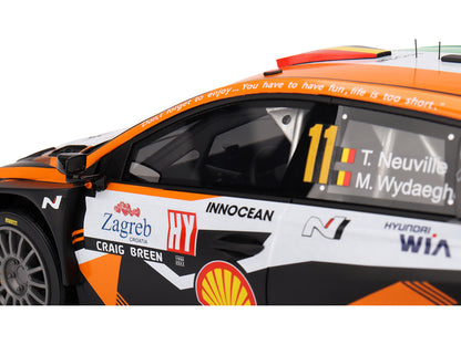 Hyundai i20 N Rally1 Hybrid #11 Thierry Neuville - Martijn Wydaeghe "Hyundai Shell Mobis WRT"  Winner "Rally Croatia Power Stage" (2023) 1/18 Model Car by Top Speed