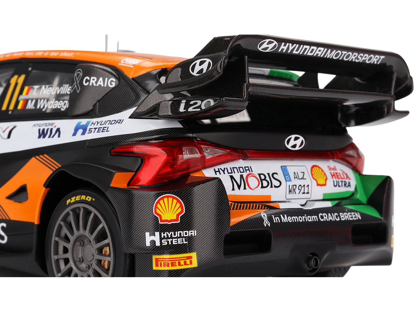 Hyundai i20 N Rally1 Hybrid #11 Thierry Neuville - Martijn Wydaeghe "Hyundai Shell Mobis WRT"  Winner "Rally Croatia Power Stage" (2023) 1/18 Model Car by Top Speed