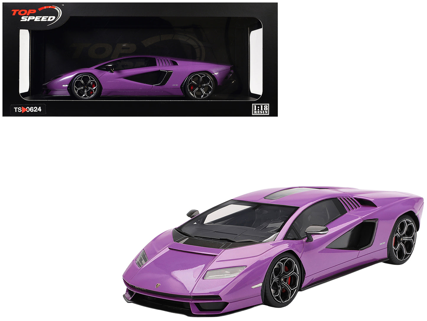 Lamborghini Countach LPI 800-4 Viola 30th Purple Metallic 1/18 Model Car by Top Speed-DiecastModeler.com