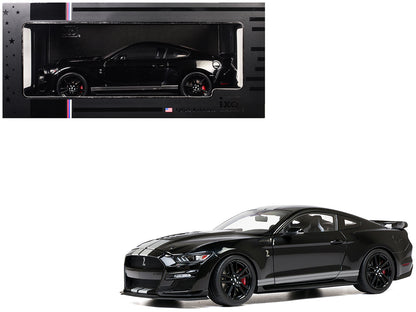 2022 Ford Mustang Shelby GT500 Black with Silver Stripes 1/18 Diecast Model Car by IXO Models-DiecastModeler.com