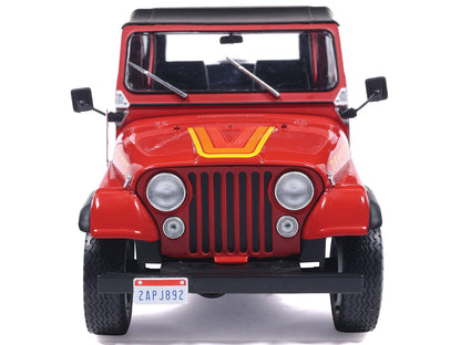 1983 Jeep Renegade Red with Stripes and Black Top 1/24 Diecast Model by IXO Models