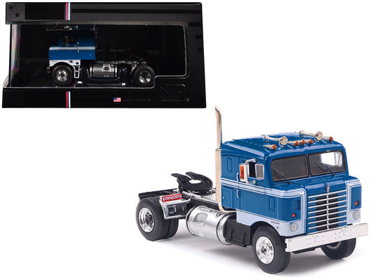 1950 Kenworth Bullnose Truck Tractor Blue with White Stripes 1/64 Diecast Model by IXO Models