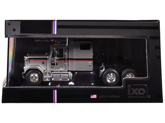 1980 GMC General Truck Tractor Silver Metallic with Black and Red Stripes 1/64 Diecast Model by IXO Models-DiecastModeler.com