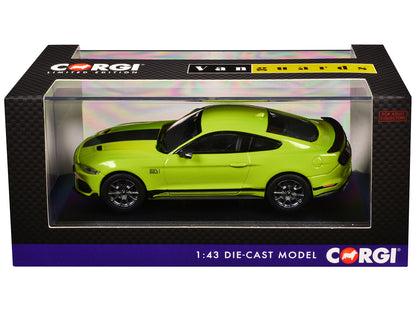 Ford Mustang Mk6 Mach 1 RHD (Right Hand Drive) Grabber Yellow with Black Stripes "Vanguards" Series 1/43 Diecast Model Car by Corgi