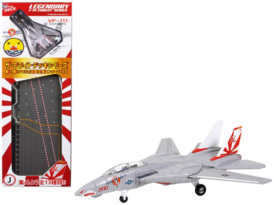 Grumman F-14A Tomcat Fighter Aircraft "VF-111 Sundowners" and Section J of USS Enterprise (CVN-65) Aircraft Carrier Display Deck "Legendary F-14 Tomcat" Series 1/200 Diecast Model by Forces of Valor-DiecastModeler.com