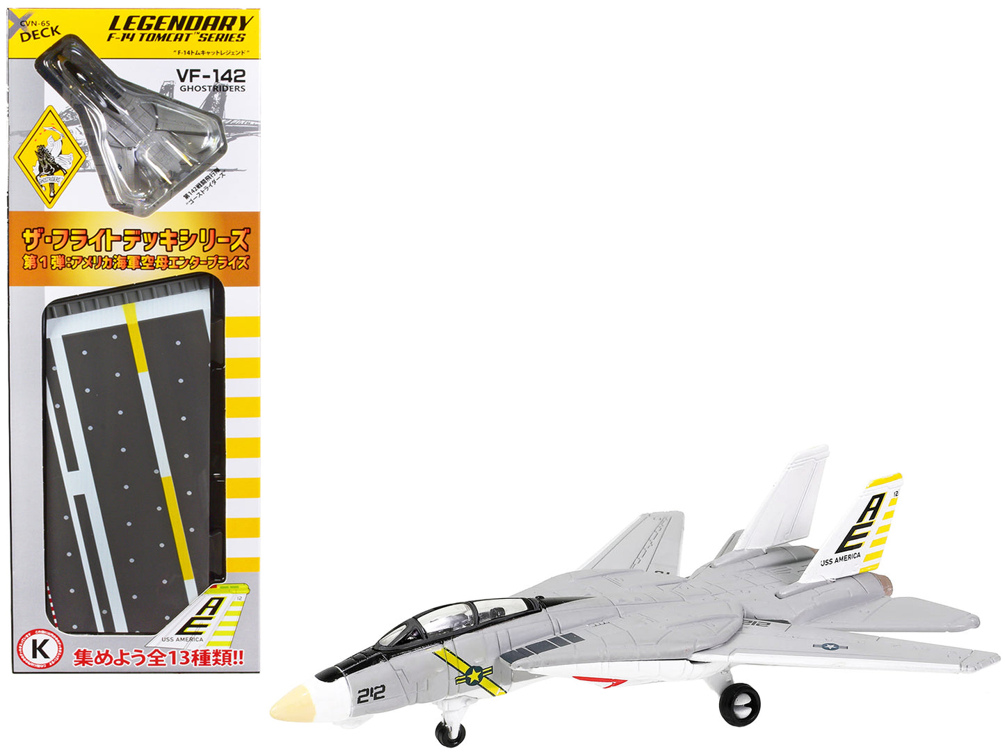 Grumman F-14B Tomcat Fighter Aircraft "VF-142 Ghostriders" and Section K of USS Enterprise (CVN-65) Aircraft Carrier Display Deck "Legendary F-14 Tomcat" Series 1/200 Diecast Model by Forces of Valor-DiecastModeler.com