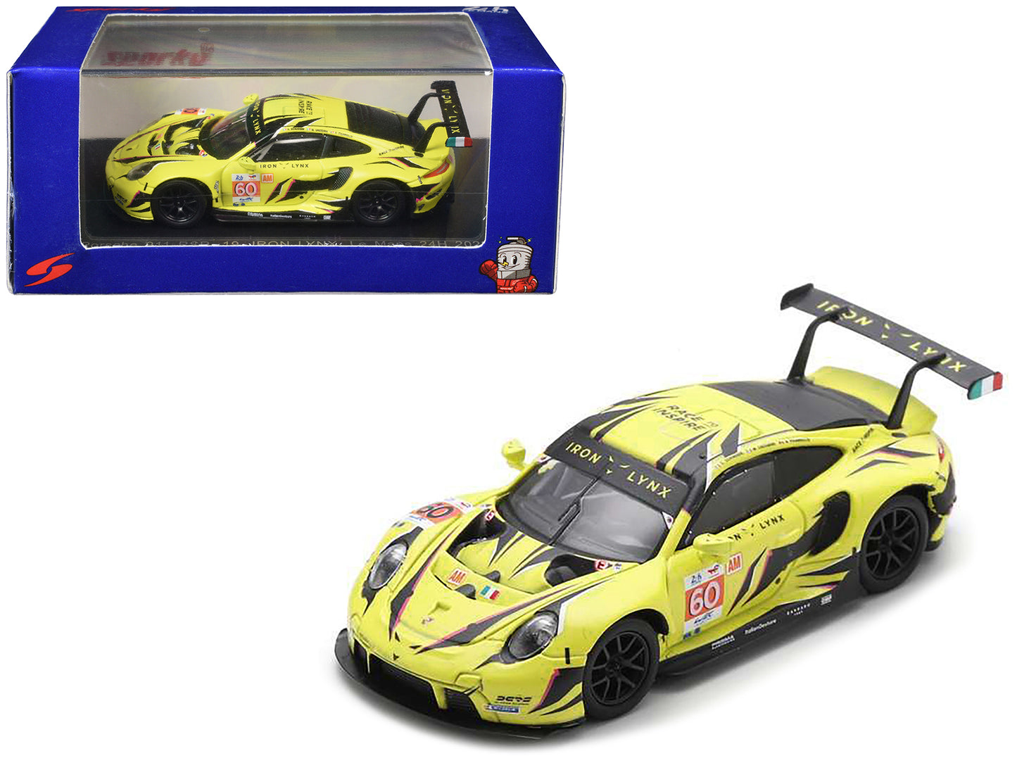Porsche 911 RSR-19 #60 Matteo Cressoni - Alessio Picariello - Claudio Schiavoni "Iron Lynx" "24 Hours of Le Mans" (2023) 1/64 Diecast Model Car by Sparky-DiecastModeler.com