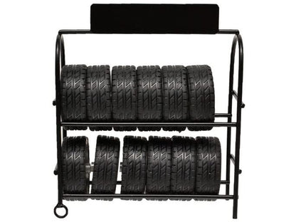 Metal Tire Rack with Rims and Tires for 1/24 Scale Models by American Diorama-DiecastModeler.com