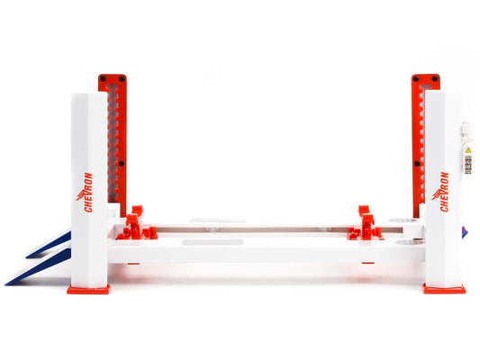 Adjustable Four Post Lift "Chevron Gasolines" for 1/18 Scale Diecast Model Cars by Greenlight-DiecastModeler.com