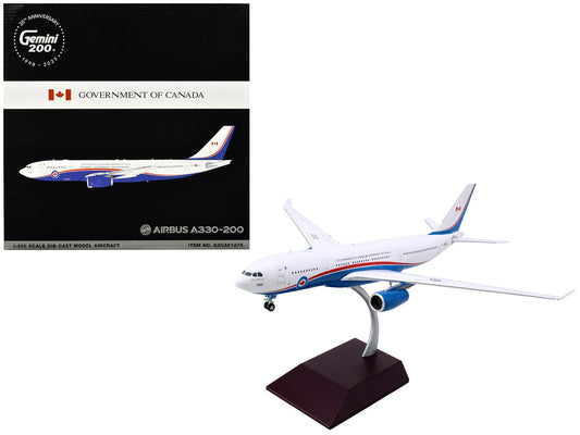 Airbus A330-200 Commercial Aircraft "Government of Canada - Royal Canadian Air Force" (330002) White and Blue with Red Stripes "Gemini 200" Series 1/200 Diecast Model Airplane by GeminiJets-DiecastModeler.com