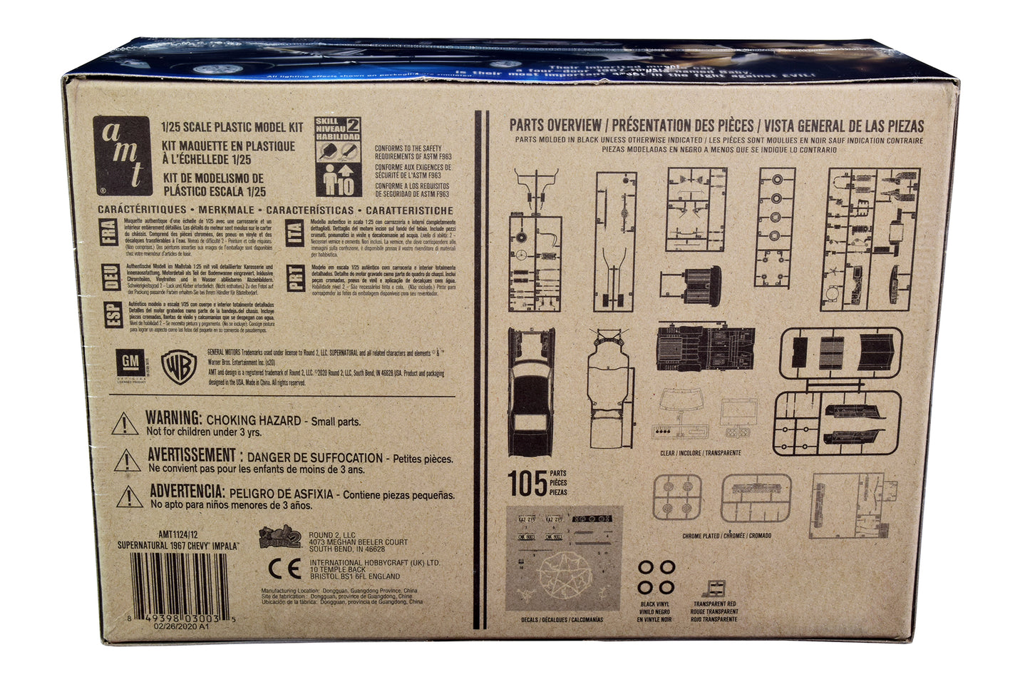 Skill 2 Model Kit 1967 Chevrolet Impala Sport Sedan "Supernatural" (2005) TV Series 1/25 Scale Model by AMT