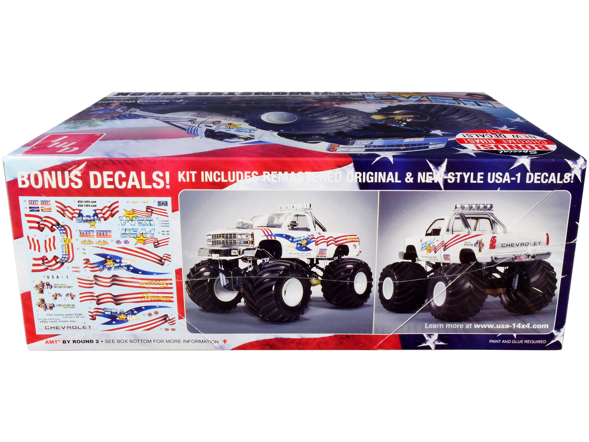 Skill 2 Model Kit Chevrolet Silverado "USA-1" Monster Truck 1/25 Scale Model by AMT-DiecastModeler.com