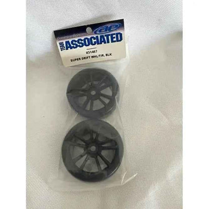 Associated Super Drift Wheel/Tire Combo Black Apex-DiecastModeler.com