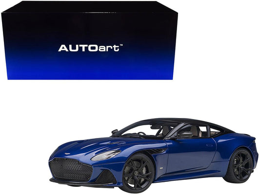 Aston Martin DBS Superleggera RHD (Right Hand Drive) Zaffre Blue Metallic with Carbon Top and Carbon Accents 1/18 Model Car by Autoart-DiecastModeler.com
