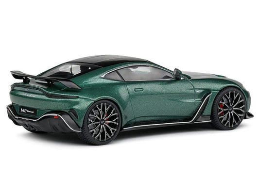 Aston Martin V12 Vantage Racing Green Metallic with Black Top 1/43 Diecast Model Car by Solido-DiecastModeler.com
