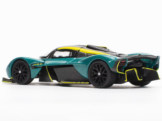 Aston Martin Valkyrie Green Metallic with Carbon Top 1/64 Diecast Model Car by Pop Race-DiecastModeler.com