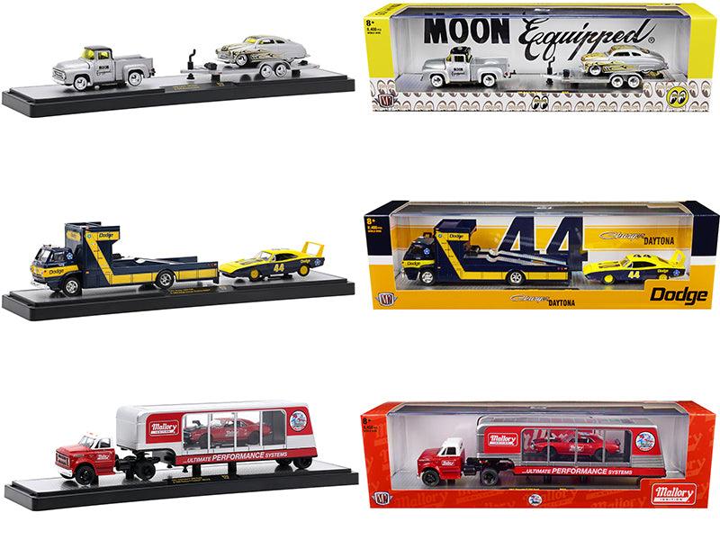 Auto Haulers Set of 3 Trucks Release 50 Limited Edition to 8400 pieces Worldwide 1/64 Diecast Models by M2 Machines-DiecastModeler.com
