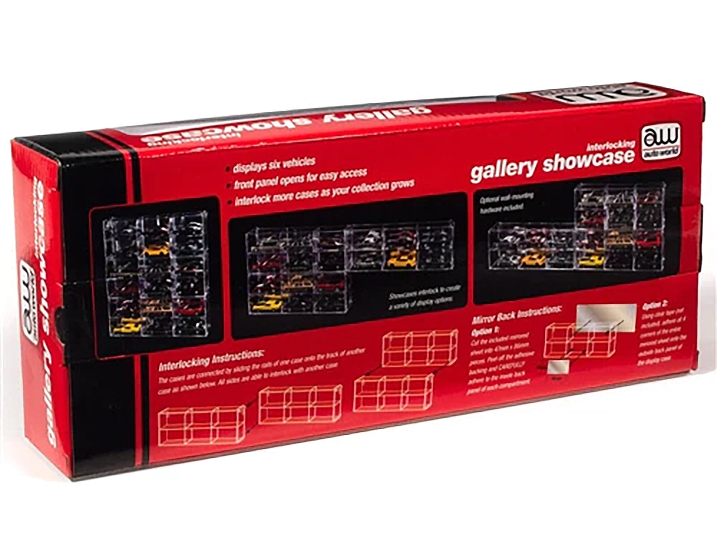 6 Car Interlocking Collectible Display Show Case for 1/64 Scale Model Cars by Auto World