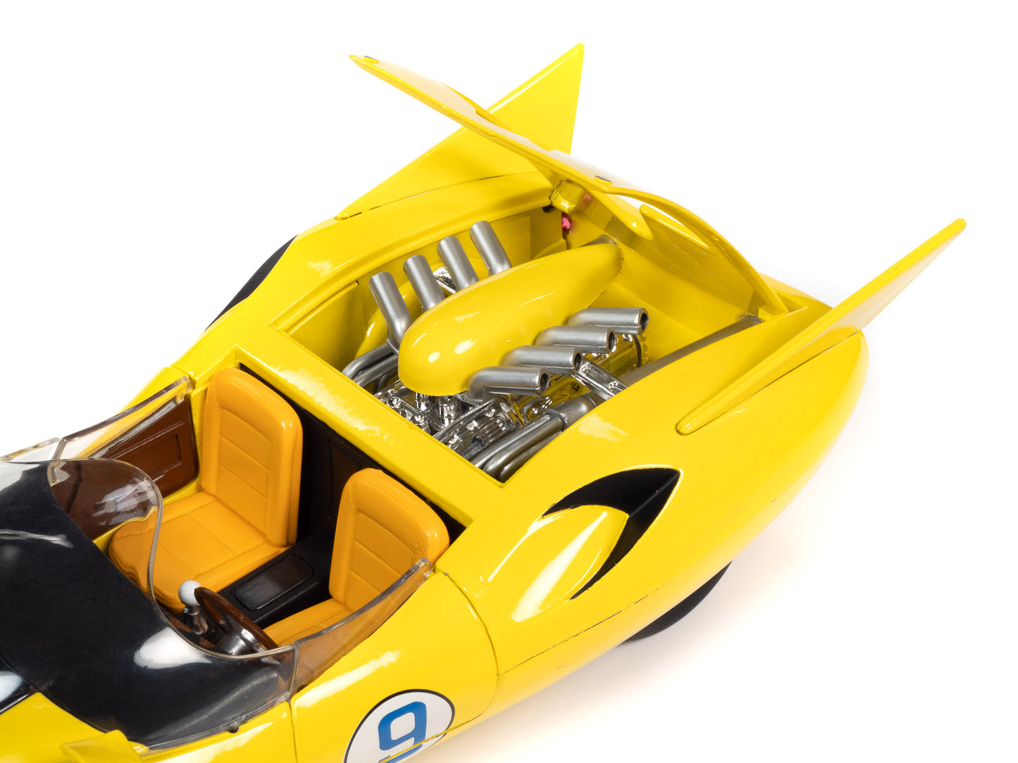 Shooting Star #9 Yellow and Racer X Figurine "Speed Racer" Anime Series 1/18 Diecast Model Car by Auto World