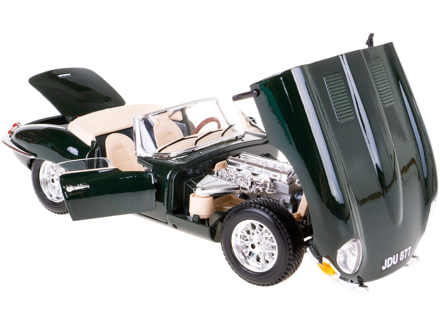 1961 Jaguar E Type Convertible Green 1/18 Diecast Model Car by Bburago