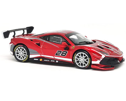 2020 Ferrari 488 Challenge EVO #28 Red with Graphics "Racing" Series 1/43 Diecast Model Car by Bburago