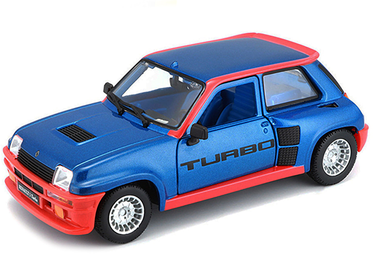 Renault 5 Turbo Metallic Blue with Red Accents 1/24 Diecast Model Car by Bburago