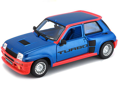 Renault 5 Turbo Metallic Blue with Red Accents 1/24 Diecast Model Car by Bburago