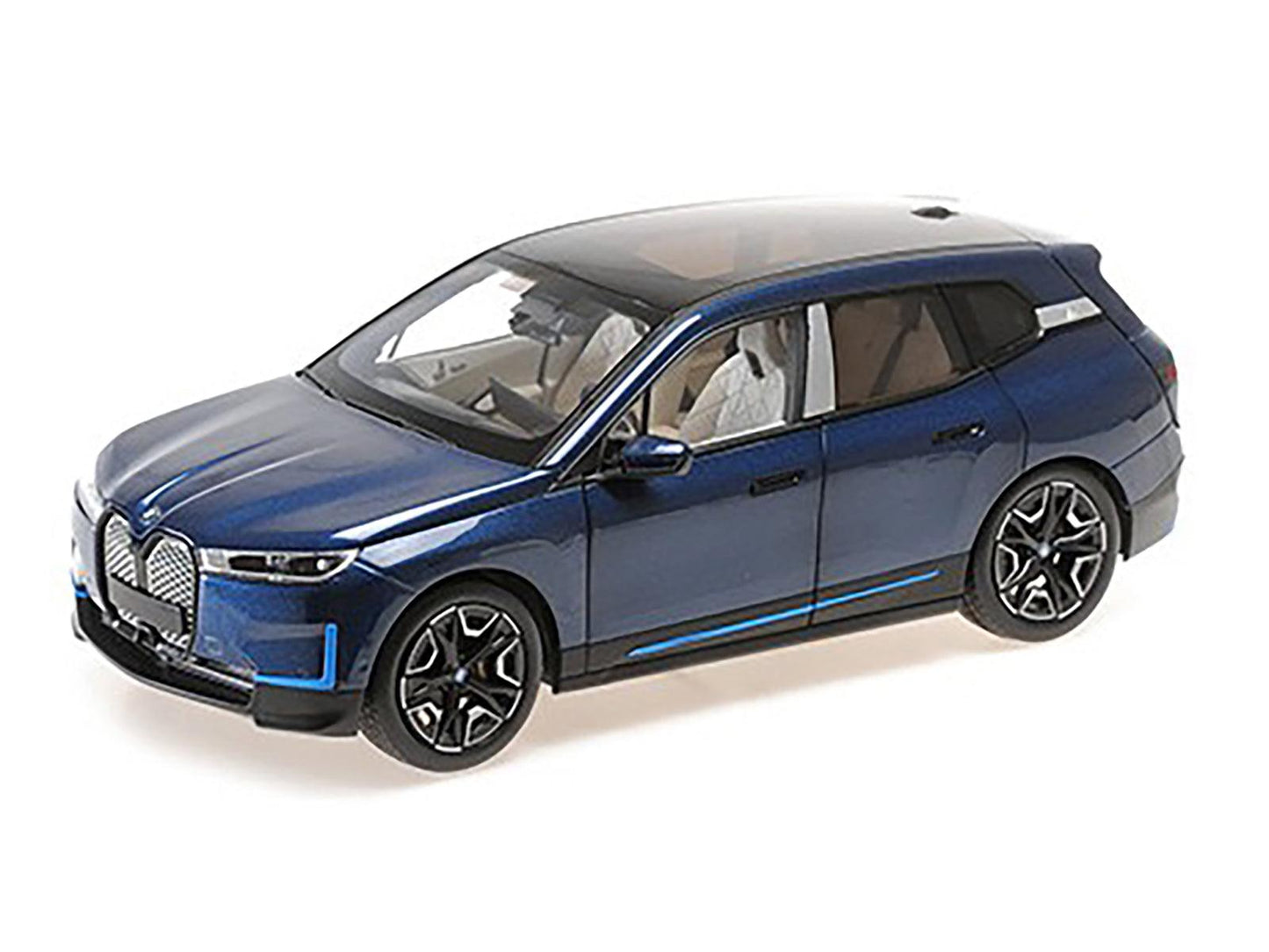 BMW iX Blue Metallic 1/18 Diecast Model Car by Minichamps-DiecastModeler.com