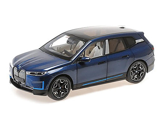 BMW iX Blue Metallic 1/18 Diecast Model Car by Minichamps-DiecastModeler.com