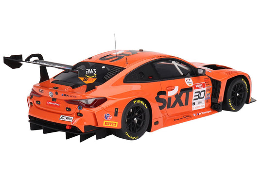 BMW M4 GT3 #30 Philipp Eng - Sheldon van der Linde - Dries Vanthoor "Team WRT" Winner "Intercontinental GT Challenge Indianapolis 8 Hour" (2023) 1/18 Model Car by Top Speed-DiecastModeler.com